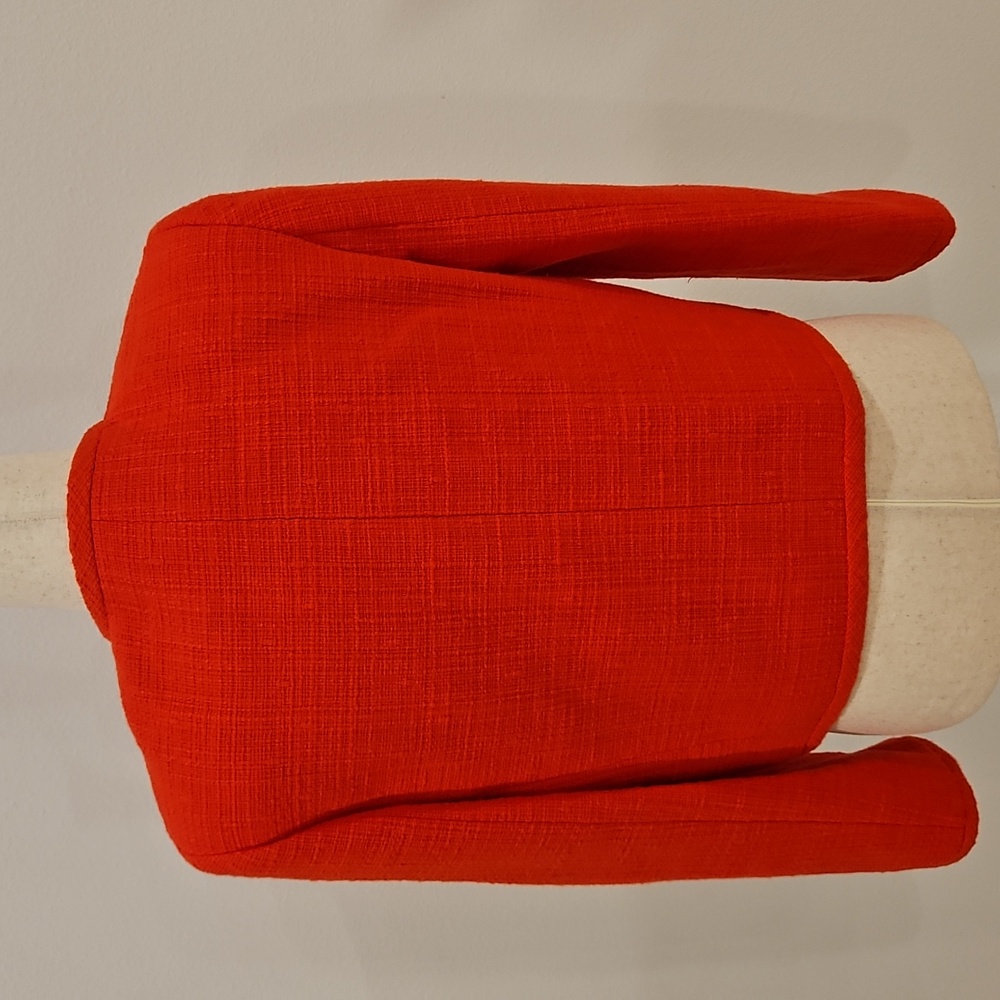 Theory Red Cropped Tweed Blazer - Picture 2 of 4